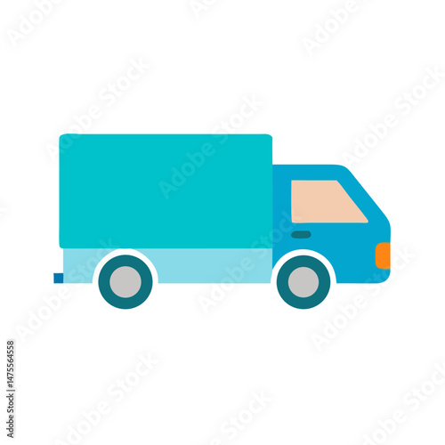 Flat design delivery truck illustration on black background