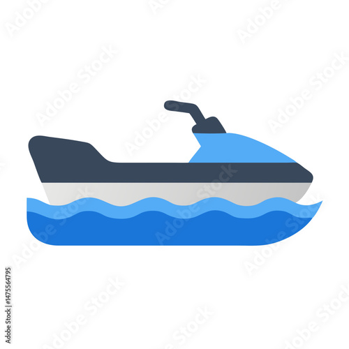 Simple Watercraft: Isolated Jet Ski on Sea Water Waves