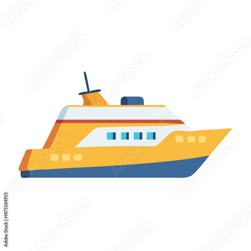 Yellow cruise ship illustration on a black background