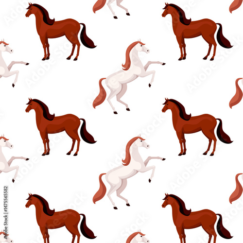 Colorful pattern of horses in a playful design