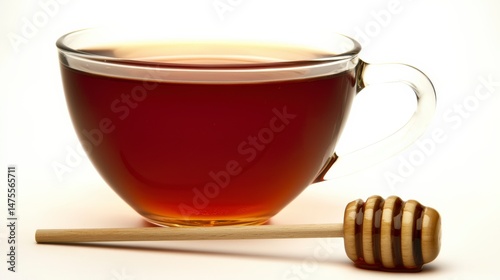 Herbal Tea with Honey Dipper in Soft Morning Light