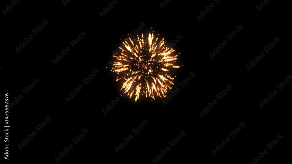 Bright orange and red fireworks bursting on a black background. Perfect for celebrations, events, holidays, and adding explosive energy to your video projects