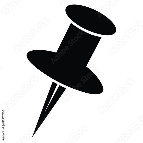 Single black pushpin with a short needle offers a simple for notice board