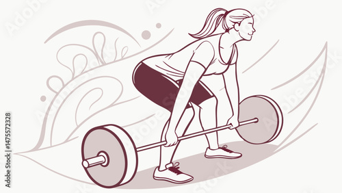 Woman executing a deadlift against a minimalist background  