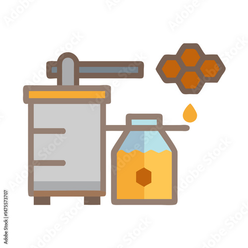 Honey extraction machine with jar and honeycomb vector