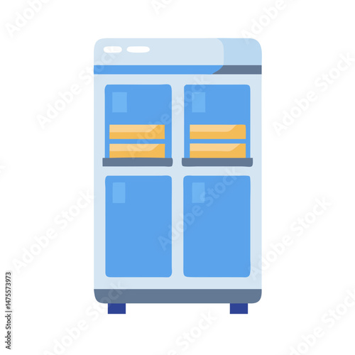 Blue food display case with shelf stock vector