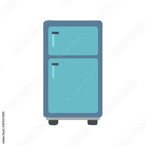 Retro teal refrigerator cartoon isolated on black background