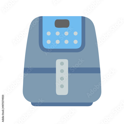 Blue air fryer appliance for healthy cooking illustration