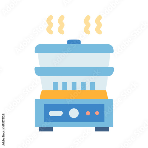 Electric food steamer appliance vector graphic isolated on black