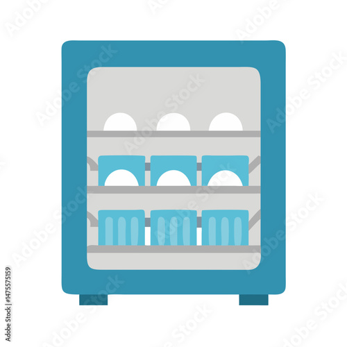 Dishwasher appliance with dishes and mugs inside kitchen