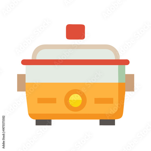 Slow cooker flat vector illustration on black background