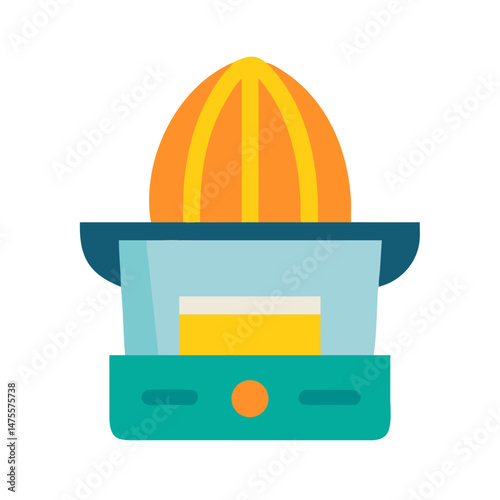 Modern Flat Icon of a Colorful Orange Juicer