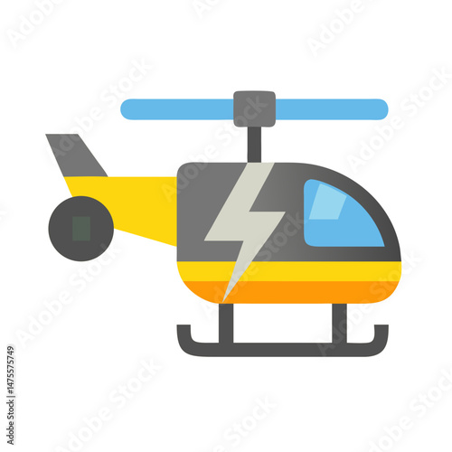 Electric Helicopter Icon: Vector Illustration on Black Background