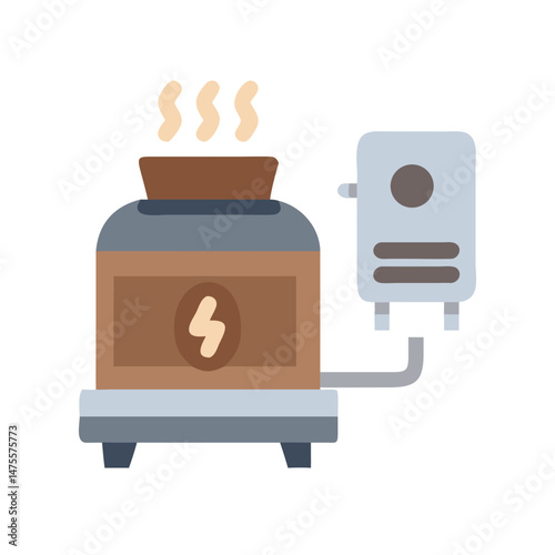 Compact Electrical Boiler System Icon with Connected Power Source