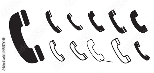 Telephone Handset Icons Set - Vector Call Symbol Collection