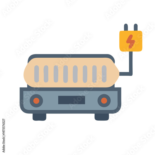 Waffle Maker Flat Icon Vector on Black Background