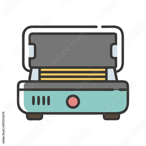 Vintage Style Panini Press Vector Illustration on Black