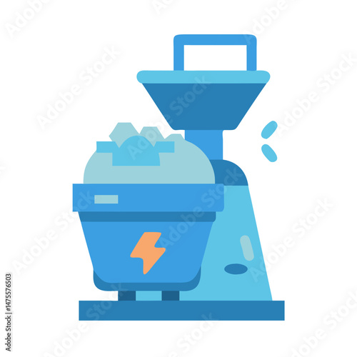Blue Electric Ice Cream Maker Illustration on Black Background
