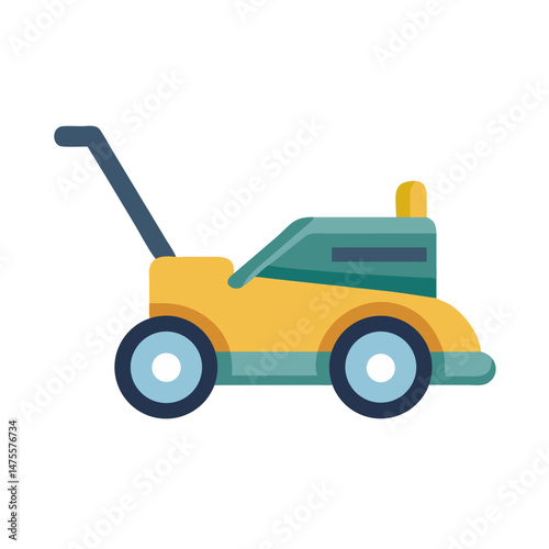 Illustration of a Yellow and Green Lawn Mower