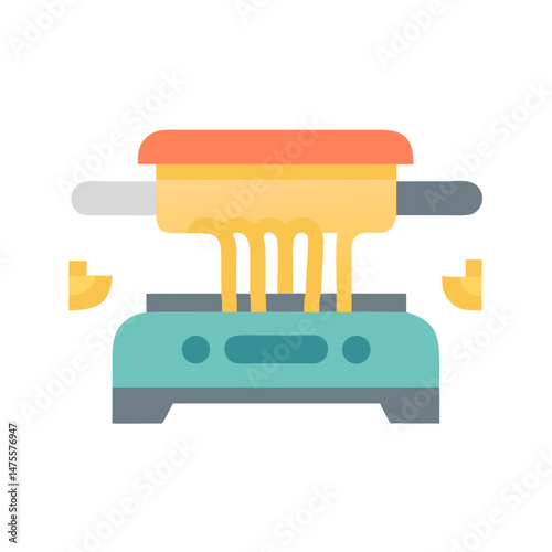Raclette grill illustration icon, cooking, melting cheese