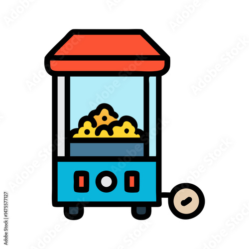 Retro Popcorn Machine Illustration, Carnival Snack