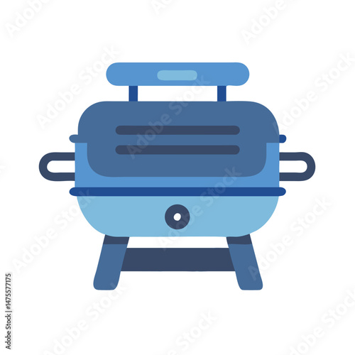 Blue Portable Grill Illustration on Black Background