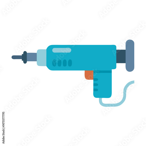 Blue Corded Power Drill Cartoon Illustration on Black