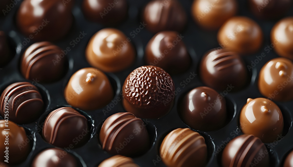 Different tasty chocolate candies as background, closeup