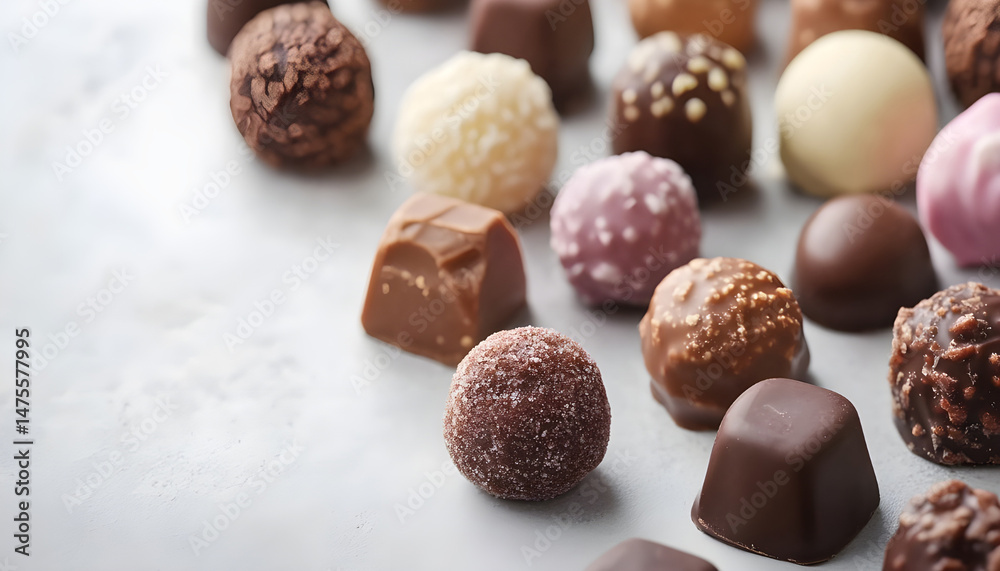 Different tasty chocolate candies as background, closeup