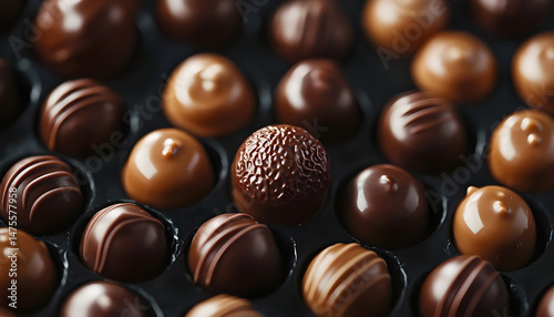 Obraz na płótnie Different tasty chocolate candies as background, closeup w salonie
