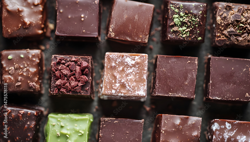 Different tasty chocolate candies as background, closeup