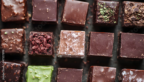Different tasty chocolate candies as background, closeup