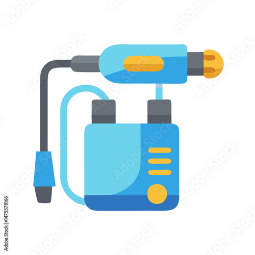 Blue and Yellow Cartoon Vaporizer Isolated on Black