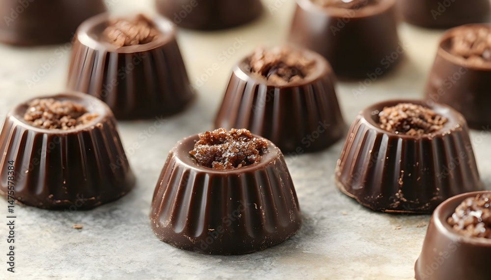 Different tasty chocolate candies as background, closeup
