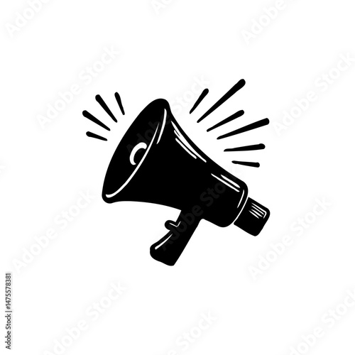 Vintage megaphone illustration embodying communication and public announcement emblem