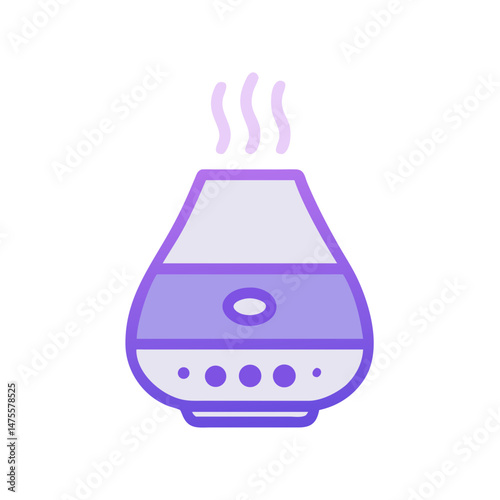 Purple Aromatherapy Diffuser Steaming on Black Background Illustration