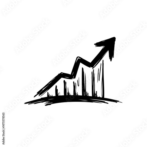Hand-drawn growth chart symbolizing upward trend in business performance