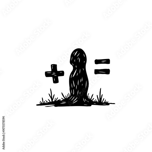 Abstract figure with math symbols evokes emotional weight and consequences