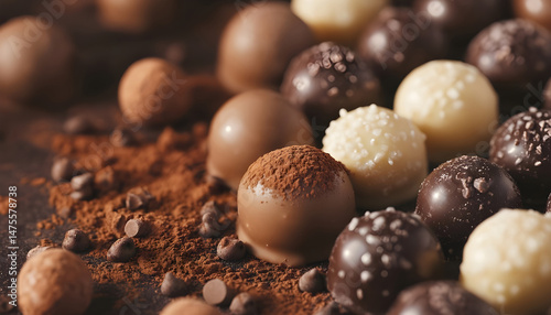 Obraz na płótnie Different tasty chocolate candies as background, closeup w salonie