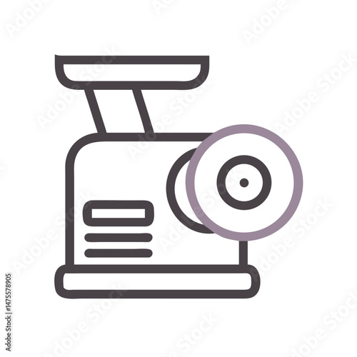 Meat grinder icon, food processor symbol, cooking appliance
