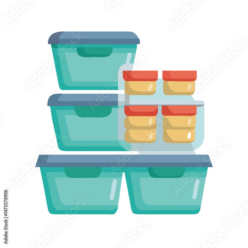 Reusable Food Storage Containers Stacked for Meal Prep