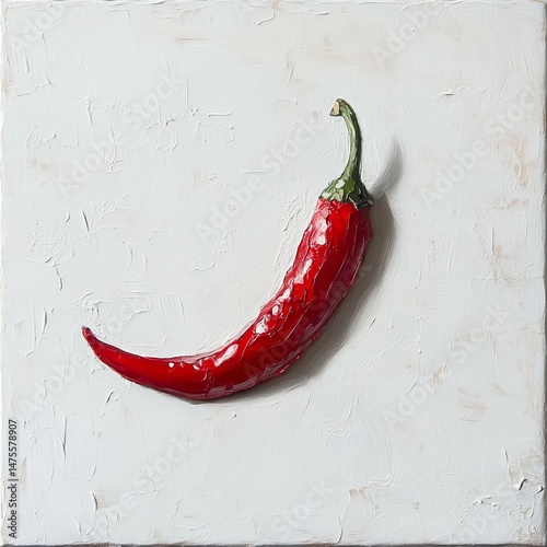 single red hot chilli, flat white background