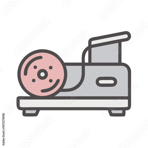 Icon illustration of vintage meat slicer on black