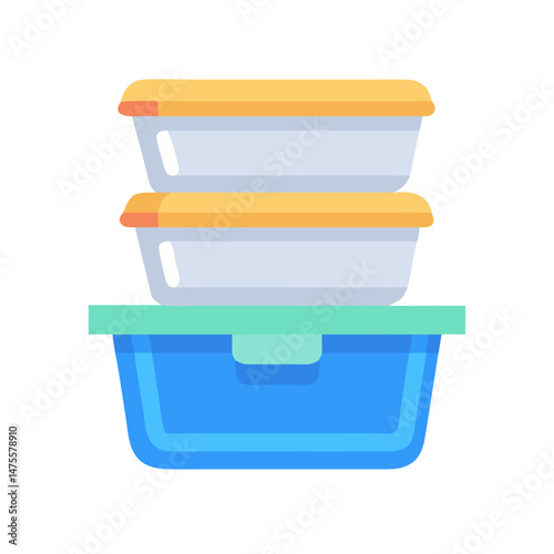 Stacked Reusable Plastic Food Containers for Leftovers, Storage