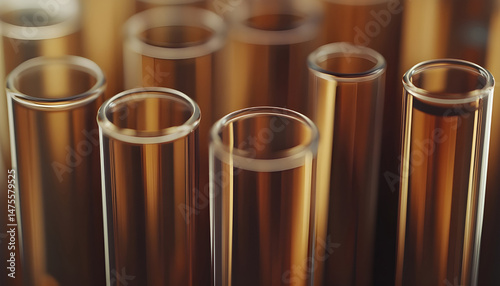 Obraz na płótnie Test tubes with brown liquid, closeup view w salonie