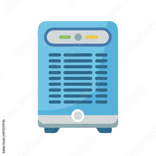 Blue Desktop Server Illustration on Black Background