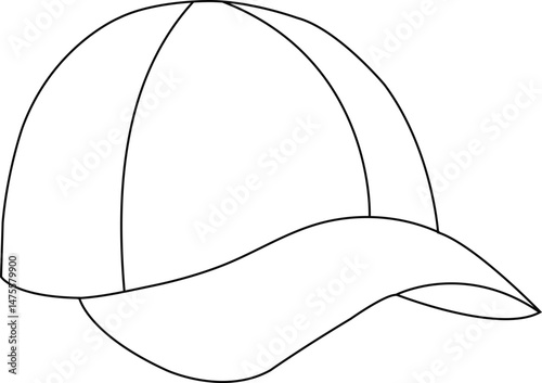 Simple Line Drawing of a Baseball Cap – Flat Fashion Sketch of Headwear Design