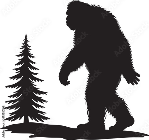 bigfoot, sasquatch, bigfoot silhouette, sasquatch silhouette, cryptid, mysterious creature, forest legend, mythical creature, wilderness, cryptozoology, bigfoot clipart, bigfoot vector, bigfoot svg, c