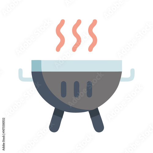 Icon of barbecue grill with smoke for cooking