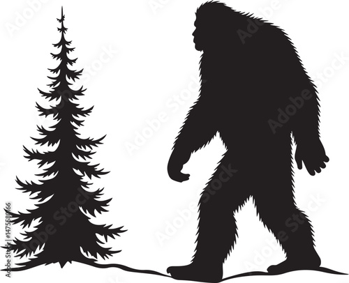 bigfoot, sasquatch, bigfoot silhouette, sasquatch silhouette, cryptid, mysterious creature, forest legend, mythical creature, wilderness, cryptozoology, bigfoot clipart, bigfoot vector, bigfoot svg, c